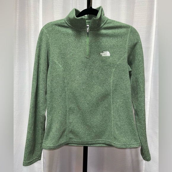 North Face Green Aljo 1/4 Zip Pullover Light Weight Fleece Jacket | size Small - Picture 1 of 6